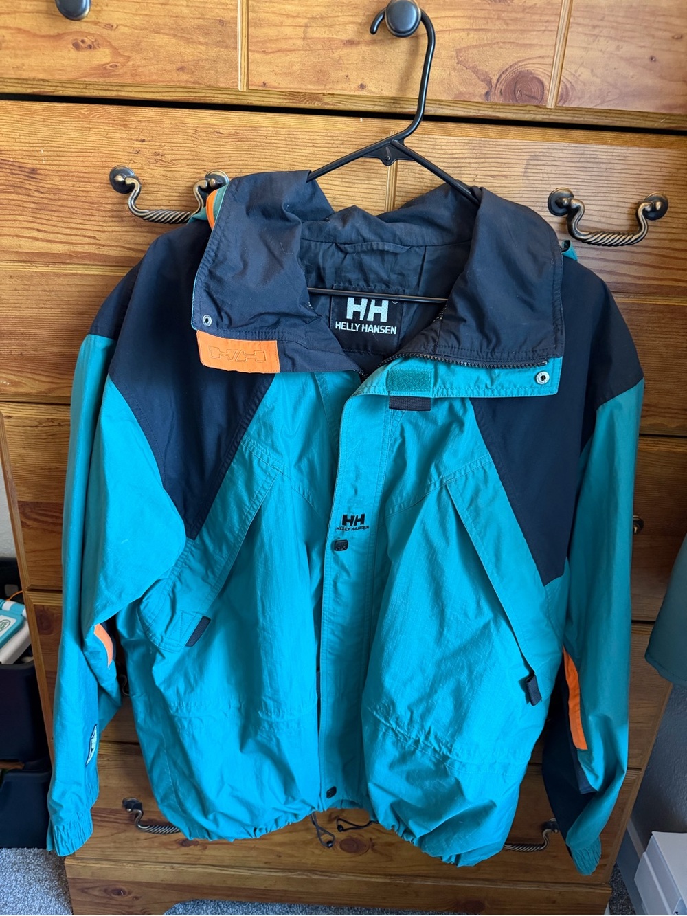 Vintage Helly Hansen Equipe teal and black windbreaker jacket size large